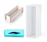Waitamo Rectangle Resin Moulds Silicone with Wooden Frame Reusable Epoxy Mold for DIY Flower Preservation, Resin Bookends, Home Decor and Craft Projects (6x2x1.9in)