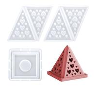 Waitamo Resin Moulds, Heart Pyramid Shape Candle Holder Resin Silicone Mould 3D Tealight Holder Molds for Holding Candles Home Decor (Heart Pyramid)