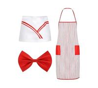 Waiter Costume, Comfort Fit, Polyester Material, Waitress Popcorn Cosplay Uniform, Carnival Outfit, Retro Stripe Design, For Birthday, Festival, Cosplay