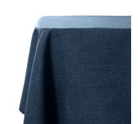 WAITER TREE Table Cloth 140x180 cm Rectangular Wipe Clean Table Cover, Blue Faux Linen Wipeable Waterproof Tablecloth for Outdoor Picnic Dining Kitchen Party - Navy Blue