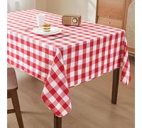 WAITER TREE Table Cloth Gingham 140x240 cm Rectangular Wipe Clean Table Cover,Red Checkered Wipeable Waterproof Spillproof Tablecloth for Outdoor Picnic Dining Kitchen Party - Red and White