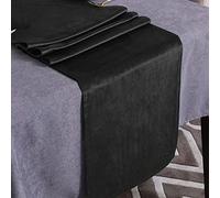 WAITER TREE Table Runner for Dining Table 35x180 cm, Washable Velvet Dresser Scarf Luxury Rustic Farmhouse Table Runners for Home Dining Coffee Table - Black