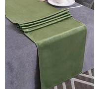 WAITER TREE Table Runner for Dining Table 35x180 cm, Washable Velvet Dresser Scarf Luxury Rustic Farmhouse Table Runners for Home Dining Coffee Table - Olive Green