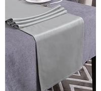 WAITER TREE Table Runner for Dining Table 35x240 cm, Washable Velvet Dresser Scarf Luxury Rustic Farmhouse Table Runners for Home Dining Coffee Table - Sliver Grey