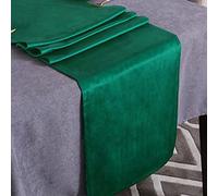 WAITER TREE Table Runner for Dining Table 35x240 cm, Washable Velvet Dresser Scarf Luxury Rustic Farmhouse Table Runners for Home Dining Coffee Table - Emerald Green