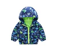 waitFOR Baby Long Sleeve Hooded Windproof Jacket Toddlers Boys Girls Autumn Hoody Cartoon Printing with Zipper Thin Coat Kids Waterproof Outerwear Raincoat Poncho Windbreaker,suit for 1-6 Years Old