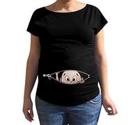 waitFOR Maternity Summer Plus Size Tops Women Short Sleeve Round Neck Cartoon Print T-Shirt Pregnancy Ladies Casual Slim Fit Blouse Pullover Tee