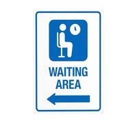 Waiting Area with Hospital Sign with Left Arrow Warning Sign, 4 Pre-Drilled and Easy to Assemble Signs for Indoor and Outdoor Wall Decoration Safety Signs