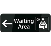 Waiting Area With Left Arrow Symbol Acrylic Sign,9x3 Inch,High Visible Directional Look,Shatterproof,Adhesive Back,for Hotel,Restaurant,Office