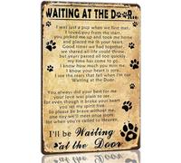 Waiting At The Door Dog Poem Wall Art 8x12 in Metal Sign for Dog Lover Gifts Vintage Memorial Gift for Pet Living Room Wall Decoration