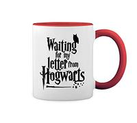 Waiting for My Letter from Hogwarts White Coffee Mug with Red Rim & Handle