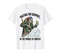 Waiting for Summer in The Middle of Winter Snow Shovel Ice Value Graphic T-Shirt