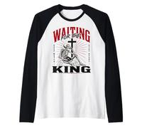 Waiting for the King Christian Skeleton Bible Art Raglan Baseball Tee