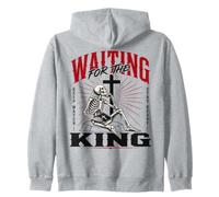 Waiting for the King Christian Skeleton Bible Art Zip Hoodie