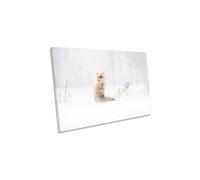 Waiting Fox Winter White Snow Canvas Wall Art Picture Print CanvasGeeks White W30 inch x H20 inch x D20mm