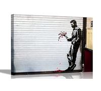 Waiting In Vain By Banksy on Framed Canvas Prints Pictures Home Office Bedroom Wall Art Graffiti Wall Hanging 60 x 40cm (24 x 16 inches) A2