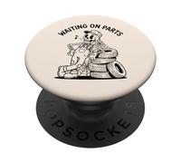 Waiting On Parts Funny Mechanic Project Car Skeleton Art PopSockets Adhesive PopGrip
