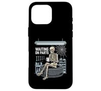 Waiting On Parts - Funny Mechanic Skeleton Car Garage Humor Case for iPhone 16 Pro Max