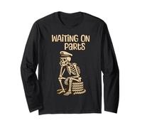 Waiting On Parts Funny Skeleton Boat Owner & Mechanic Humor Long Sleeve T-Shirt