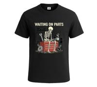 Waiting On Parts Skeleton Human Funny Animal T-Shirt for Mens Novelty Tee Top(Black, XL)