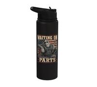 Waiting On Parts USA Funny Grumpy Monkey Life of Mechanic Stainless Steel Insulated Water Bottle