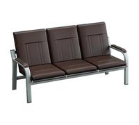 Waiting Room Bench, 3-Seat PU Leather Seating with Armrests, Comfortable Chairs for Office Guest Recept, Ideal for Hospitals and Airport Lobbies