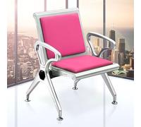 Waiting Room Bench Set, Office Chairs with Armrests & Back Support, Comfortable Leather Cushions on Steel Frame, Perfect for Airports, Hospitals, and Lounges