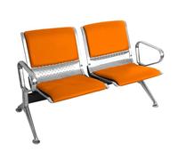 Waiting Room Bench with Steel Frame, 2-Seat Reception Chairs for Office, Airport, Hospital, Salon, and Bus Stop Furniture