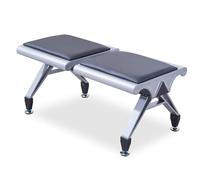 Waiting Room Chairs, 2-Seat PU Office Guest Reception Bench for Airport, Bank, Hospital - Compact Furniture with No Backrest
