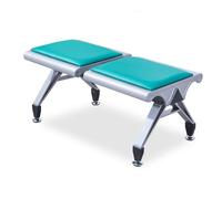 Waiting Room Chairs, 2-Seat PU Office Guest Reception Bench for Airport, Bank, Hospital - Compact Furniture with No Backrest
