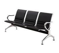 Waiting Room Chairs - 3 Seat Leather Reception Bench with Armrests, Upholstered Seating for Office, Conference Room, Airport, Hospital, Bank Lobby