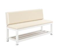 Waiting Room Chairs,Beige PU Waiting Room Bench, Ergonomic Lobby Chairs with Backrest for Dance Studio, Clinic, Gym, Stadium & Business - 80cm/31in Indoor Seating Solution
