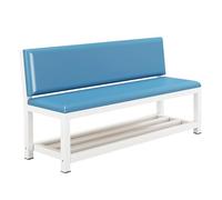 Waiting Room Chairs,Blue Waiting Room Bench, PU Indoor Lobby Chairs with Backrest for Dance Studio, Clinic, Gym, Stadium, Business - 130cm/51in Comfortable Seating Solution