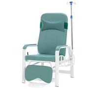 Waiting Room Chairs,Comfortable Fully Reclining Phlebotomy Chair with IV Stand & Headrest, Leather Medical Reception Chair with Armrests for Clinics & Waiting Rooms - Green