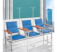 Waiting Room Chairs,Ergonomic Infusion Chair with Armrests - 3-Seat Phlebotomy Bench with IV Pole, Premium Leather Medical Waiting Room Seating for Clinics & Lobby Reception (A-Blub2-Wooden