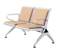 Waiting Room Chairs,Light Brown 2-Seat Reception Bench, PU Leather Office Chairs, Durable Waiting Room Seating for Airport, Bank, Hospital, Salon - Stylish Modern Furniture Solution