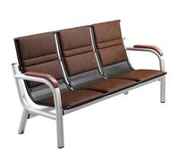 Waiting Room Chairs,Modern 3-Seater Waiting Room Chairs - Sturdy Iron Frame & Thick PU Cushion Bench for Office Lobby, Airport, Hospital, Clinic Reception (Brown)