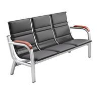 Waiting Room Chairs,Modern 3-Seater Waiting Room Chairs, Sturdy Iron Frame with Thick PU Cushion, Reception Bench for Office Lobby, Airport, Hospital, Clinic - Stylish Black Seating Solutio
