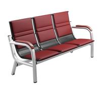 Waiting Room Chairs,Modern 3-Seater Waiting Room Chairs, Sturdy Iron Frame with Thick PU Cushion, Stylish Reception Bench for Office, Lobby, Airport, Hospital & Clinic (Red)