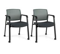 Waiting Room Chairs Set of 2 Stackable Office Guest Mesh Chairs-Grey