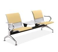 Waiting Room Chairs with Coffee Table, 2-Seat office bench seating, PU Leather Guest Chairs with Arms, Ergonomics Guest Reception bench for Office Gym Airport