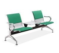 Waiting Room Chairs with Coffee Table, 2-Seat office bench seating, PU Leather Guest Chairs with Arms, Ergonomics Guest Reception bench for Office Gym Airport(Green)