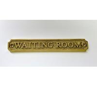 WAITING ROOM Door Sign Solid Brass with a Polished Lacquered Finish 21cm x 3.5 cm comes with Screws DSN-25-PL