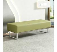 Waiting Room Storage Bench, Upholstered Faux Leather Guest Reception Chair, 9" Thick Multi-Color, for Barber/Salon/Office/Entryway/Work/Bedroom/Piano/SmallSpace Red 47.2" Stainless Steel (Gr