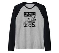Waiting Skeleton Meme Office Humor Sarcastic Raglan Baseball Tee