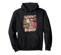 Waiting to Yell BINGO Funny Retro Skeleton Player Night Pullover Hoodie