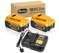 Waitley 2-Pack 18V 5.0Ah Replacement Batteries + 3A Fast Charger