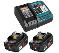 Waitley 2-Pack BL1850B 18V 5.0Ah Replacement Batteries + Fast Charger