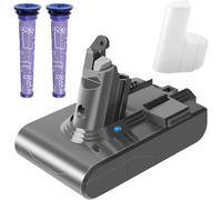 Waitley 6000mAh Replacement Battery for Dyson V6 Battery Compatible with Dyson DC58 DC59 DC61 DC62 DC72 DC74 Animal SV03 SV04 SV05 SV06 SV06 SV09 Vacuum Cleaner(2 filters +1 battery protection cap)
