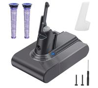 Waitley Battery for Dyson V7 SV11 6000mAh, 2 Filters | For V7 Absolute, Animal, Motorhead, Trigger, Fluffy, Car+Boat and Mattress; 6000mAh Li-ion Battery with 2 Filters